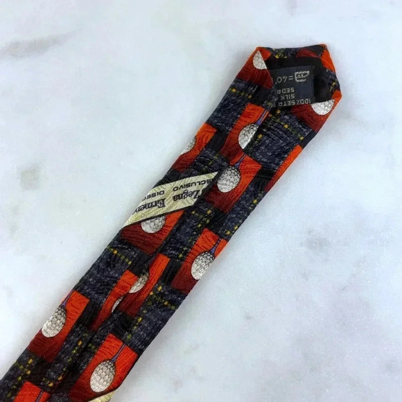 Ermenegildo Zegna 100% Silk Disegno Esclusivo Golf Theme Men Tie, Made in Italy - Picture 7 of 9